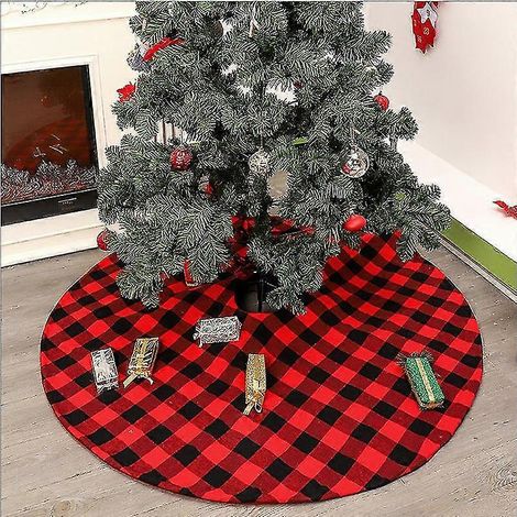 Weihnachtsbaumschmuck, rot-schwarz karierter Weihnachtsbaumrock (1/4)