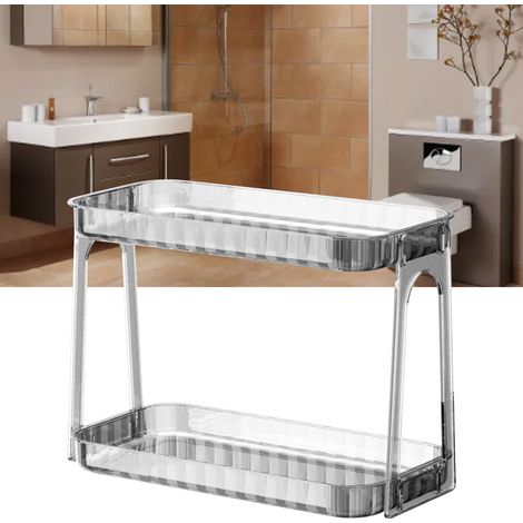 Zweilagiger, transparenter, herausnehmbarer, moderner Kosmetikorganizer für den Schminktisch, transparente Farbe (1/5)