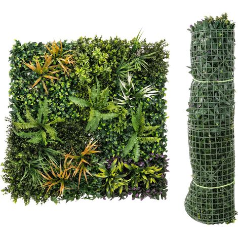 Rouleau de 1 x 1 m de haie artificielle brise-vue pour jardin ou balcon extérieur, en lierre artificiel. (1/5)