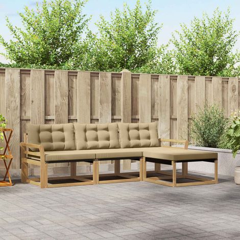 vidaXL Outdoor-Sofagarnitur 4 Stk. Weiß und Beige (1/5)