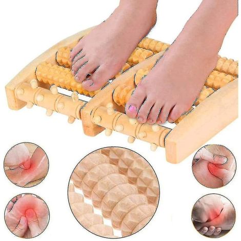 Rouleau de massage des pieds en bois, soulage les douleurs aux pieds, à la voûte plantaire et au talon, écologique (1/4)