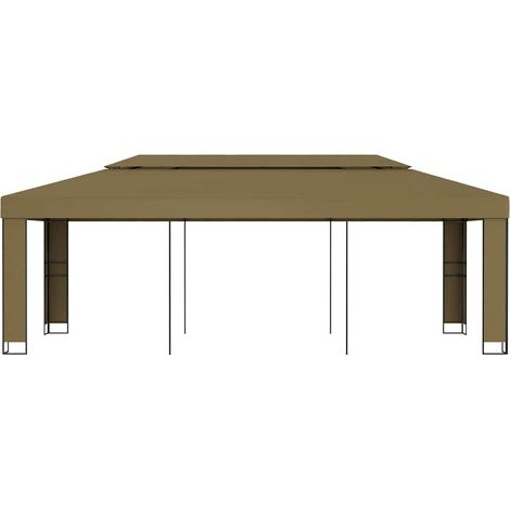vidaXL Cenador con doble techo gris taupe 3x6 m 180 g/m² (1/2)