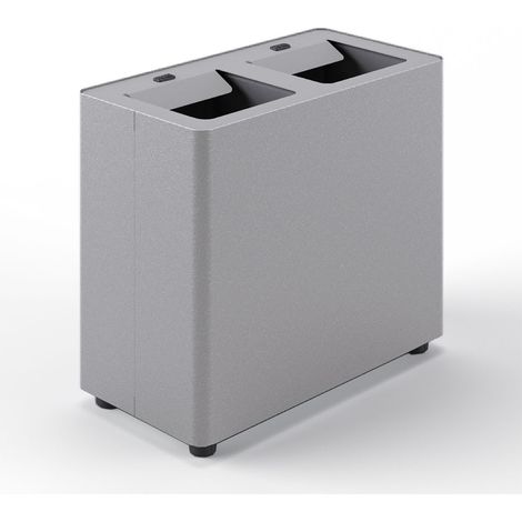 Pattumiera a 2 Scomparti Totale 24 L 48,5x25,5x39 cm con Contenitori Interni in Acciaio Verniciato Grigio