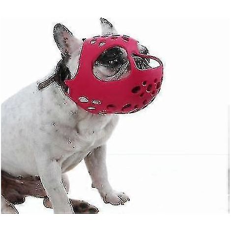 Muselière souple en silicone pour chiens à museau court, idéale pour les chiens à face plate et agressifs. Empêche les morsures et les mâchonnements.-L-Red