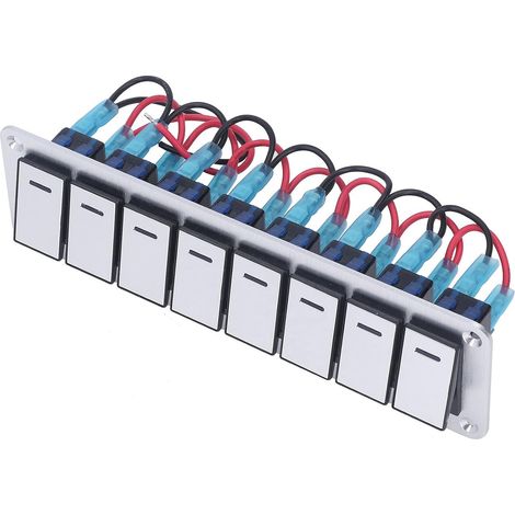 Panneau D'Interrupteur à Bascule à 8 Gangs, LED Durable, Interrupteur Marche/arrêt pour Voiture, Camping-car, Moto, 12-24V (1/5)