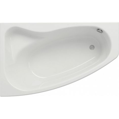 Baignoire d'angle asymétrique 160x100 cm en acrylique – Protection antibactérienne – Fond renforcé – Pieds réglables inclus – Glass
