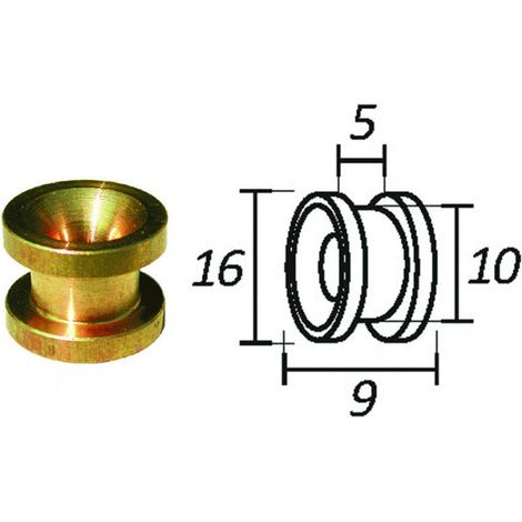 Passafilo in Ottone per Testine con Sede Ø 9 mm Mm, Ø Esterno 16 mm 5 Pezzi
