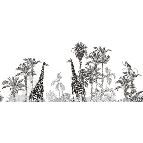 Papier peint panoramique - Forêt tropicale Girafes - 130 cm x 56 cm (1/2)