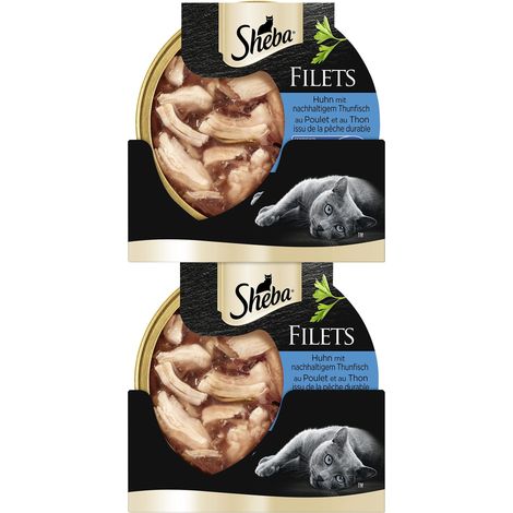 SHEBA FILETS - NOURRITURE HUMIDE POUR CHAT - POULET ET THON DURABLE - 16 X 60 G 419102