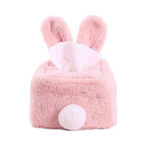 Boîte à mouchoirs carrée rose en forme de lapin en peluche, idéale pour ranger et décorer votre intérieur. Décoration de Pâques. (1/5)