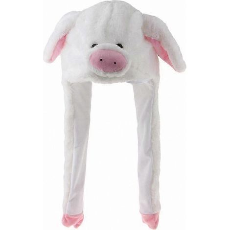 Chapeau en peluche animal avec oreilles mobiles et fonction pression pour enfants et adultes (1/2)