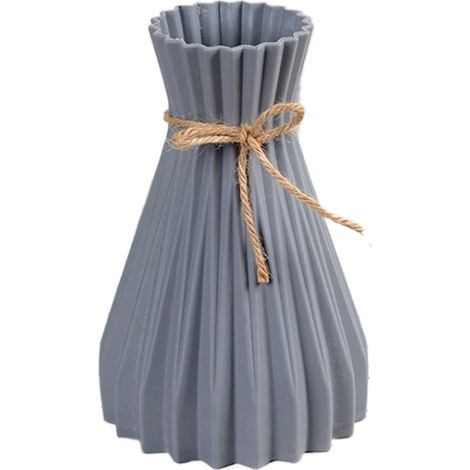 Vase en plastique gris, 12 x 17 cm – vase origami – parfait pour les fleurs séchées et la décoration moderne.