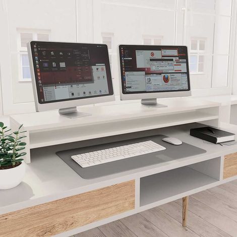 Support de moniteur,Support pour Écran d'ordinateur Universal,Meuble TV Blanc 100 x 24 x 13 cm Bois d'ingénierie CNENE758093