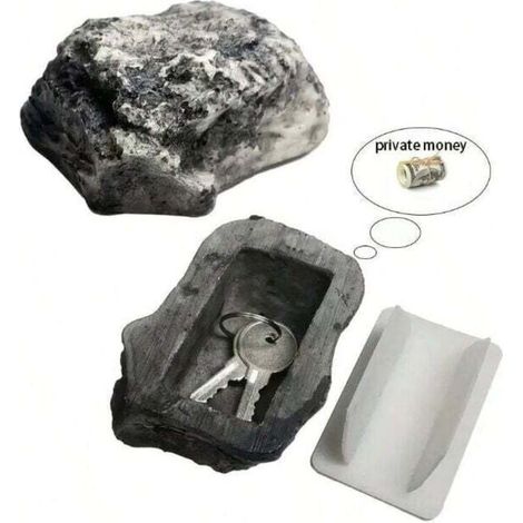 Filiyano-Cache-clés en pierre (2 pièces), boîte à clés en pierre, rangement dissimulé pour clés de secours (pierre invisible), aspect et toucher de (1/5)
