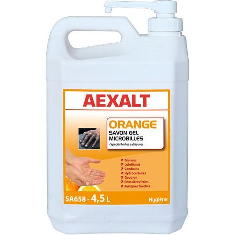Aexalt - Gel mains microbilles spécial fortes salissures 4,5 L - ORANGE