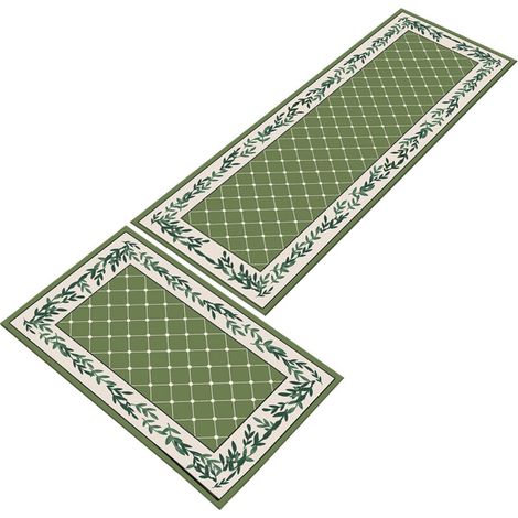 Tapis de cuisine VALSEEL pour sol géométrique abstrait à rayures antidérapantes (1/2)
