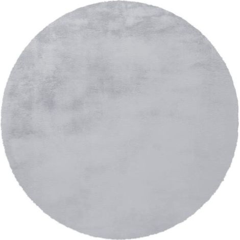 Tapis Rond à Poils Longs "Rabbit" 160cm Bleu Gris (1/2)