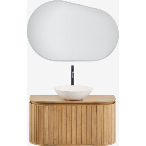 Conjunto de mueble de baño suspendido 90x40 cm en madera de mango Analis SKLUM       