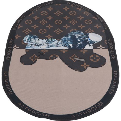 Tapis de bain moderne, absorbant et à séchage rapide, antidérapant, motif robot ours et ellipse (1/5)