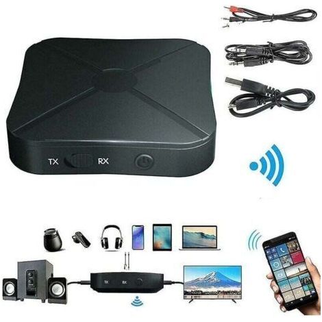 2 en 1 Bluetooth Transmetteur Récepteur Adaptateur Sans Fil Tv Stéréo Audio
