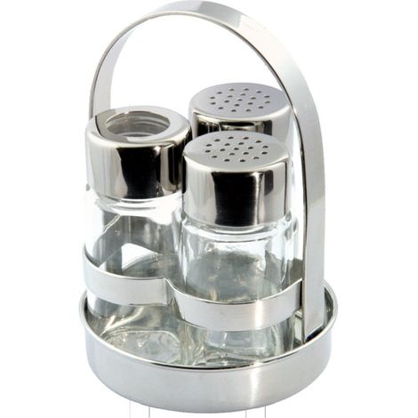 Ilsa Set Salz, Pfeffer und Zahnstocher Easy 3-teilig Edelstahl Ø 8 cm
