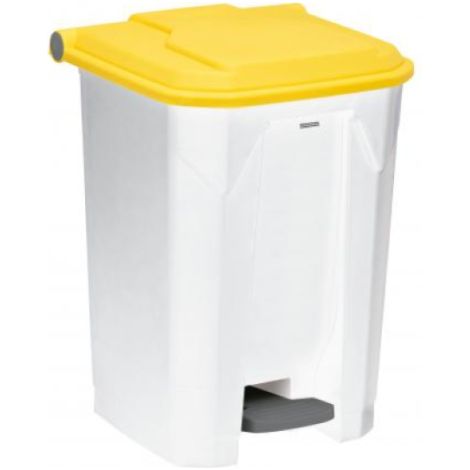 Poubelle à pédale Utilo - 50l - blanc / jaune (1/3)
