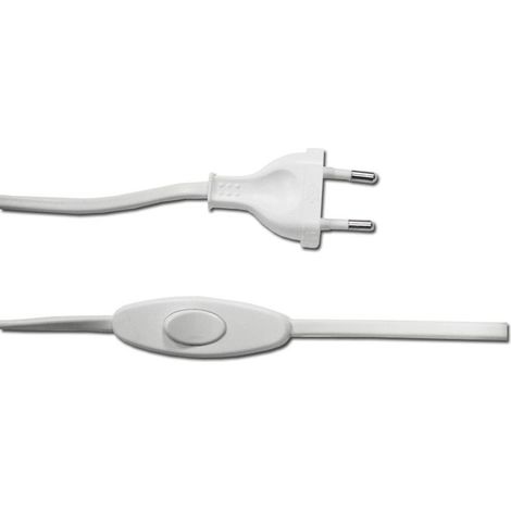 Collegamento con interruttore 3A 1,5 m 2x0,75 mm tubo piatto bianco EDM