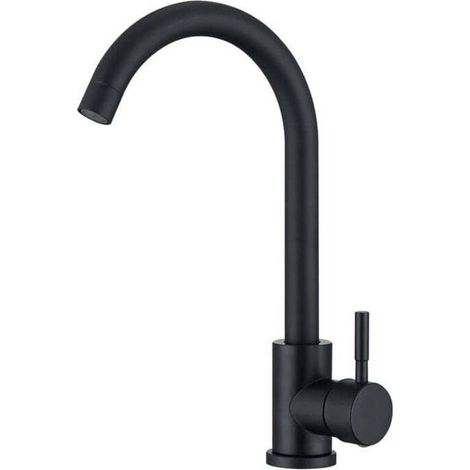 Black Kitchen Mixer Tap, 360° Swivel Spout, Heavy Duty Stainless Steel Sink Mixer Tap, MUMU Kitchen Faucet (1/4)