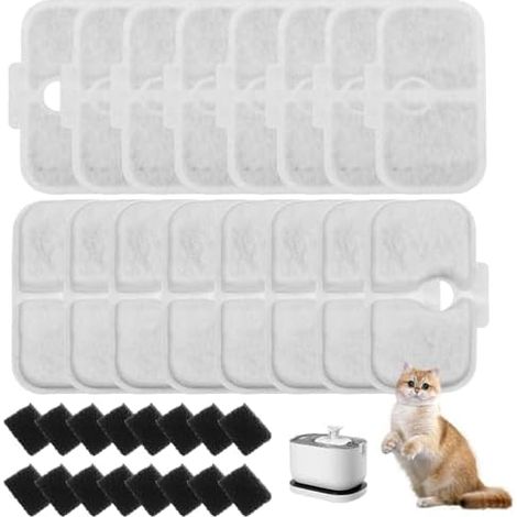 32 Stück Katzenbrunnen Filter für Petliibro Filter PLWF105/PLWF115/PLWF005 Katzen-Trinkbrunnen, PetlibroTrinkbrunnen Filter, 16 Filterkartuschen und 16 Schaumstoffschwämme (1/5)