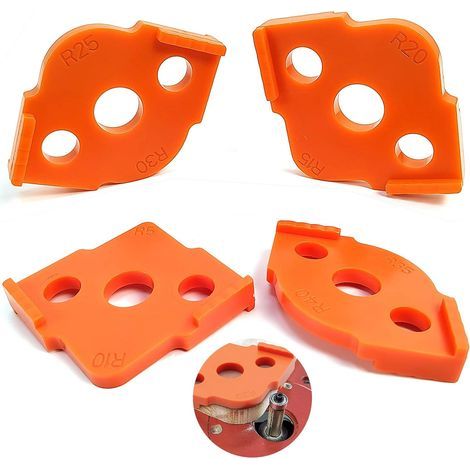 Juego de 4 plantillas para fresadora de radio, plantillas de ABS para esquinas redondeadas, plantilla para fresadora de madera de mesa, esquinas redondeadas R5 R10 R15 R20 R25 R30 R35 R40 (naranja) (1/5)