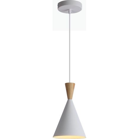 Skandinavische Pendelleuchte „Exan“ aus Metall und Holz - E27
