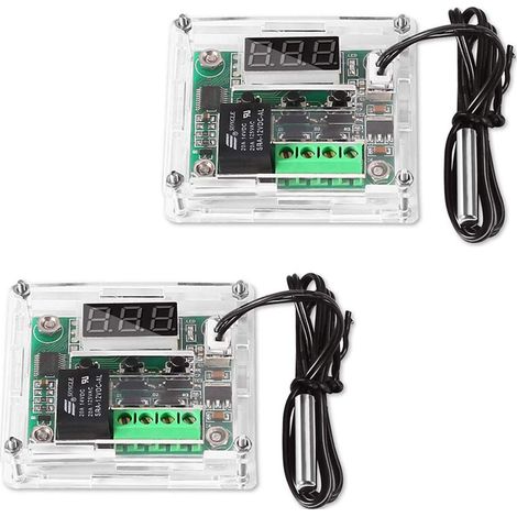 2 Pièces Module de Contrôleur de Température avec Boîtier,Module de Thermostat Numérique à Affichage XH W1209 avec Sonde NTC Etanche (1/4)