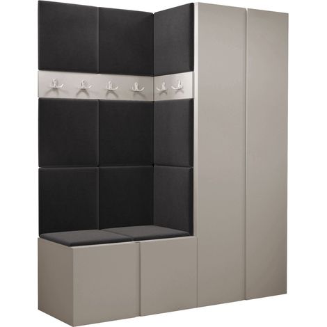 Conjunto para recibidor Pinis III, Polo 897, 186x158x46cm, Aglomerado laminado, Tapiz, Montada en la pared, Colocada (1/5)