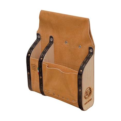 BORSA CARPENTIERE 3 TASCHE + DIVISORI LEGNO LUSSO CROSTA BOVINA CM 20X30X6,5