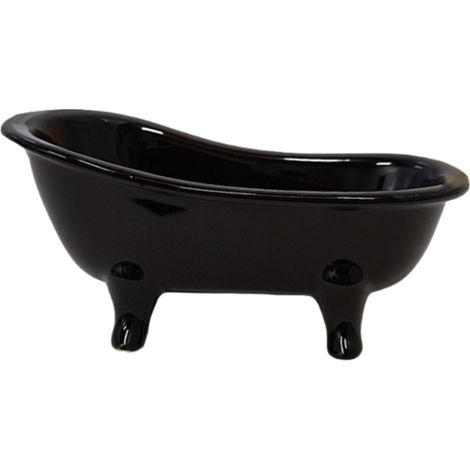 Porte-Savon Céramique Noir Élégant, Mini Baignoire Déco Multifonction (1/5)