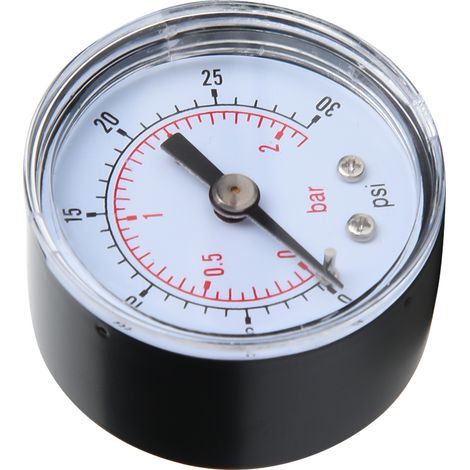 Manomètre mécanique pour air, huile et eau, raccord de retour 1/8" BSPT (0-30 psi 0-2 bar) (1/5)