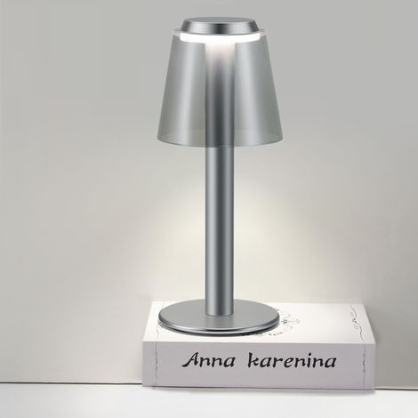 Lampe de Table Sans Fil Rechargeable – Métal Portable – Batterie Intégrée – 3 Températures – Variateur Continu – LED Sans Cordon – Pour Chambre, Table à Manger, Comptoir, Salon, Bar, Fête Extérieure, 