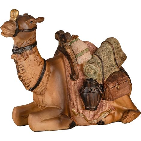 Figurine de crèche Chameau, Assis [Hauteur: 9 cm, Peint à la Main en polyserin/résine] Figurines de crèche/Animaux de crèche/Accessoires pour la crèche de Noël (1/5)