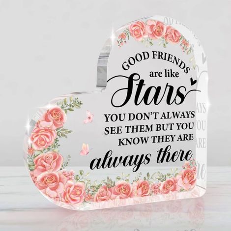 Plaque décorative cœur acrylique, objet familial pour papa maman sœur(15 cm) (1/4)