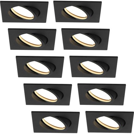 Spot LED Encastrable Ultra Plat 425 Lumen 230V 5W Dimmable Corps Carré Orientable Noir (10er - Blanc Chaud) (1/5)