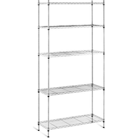 Scaffale portaoggetti in filo metallico traforato, grigio, 180x90x35cm, fino a 150kg (1/7)