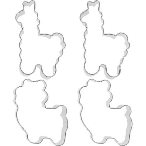 emporte-pièces en acier inoxydable, moule à biscuits DIY en forme d'alpaga (motifs aléatoires)-10.6X8CM-Silver (1/3)