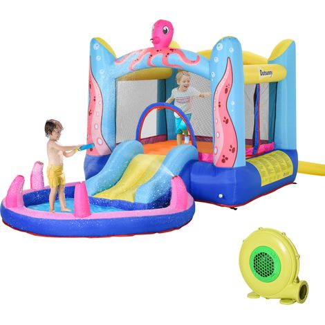 Tobogán gonflable infantil 360x175x180 cm con cama de salto, piscina, inflador y bolsa de transporte