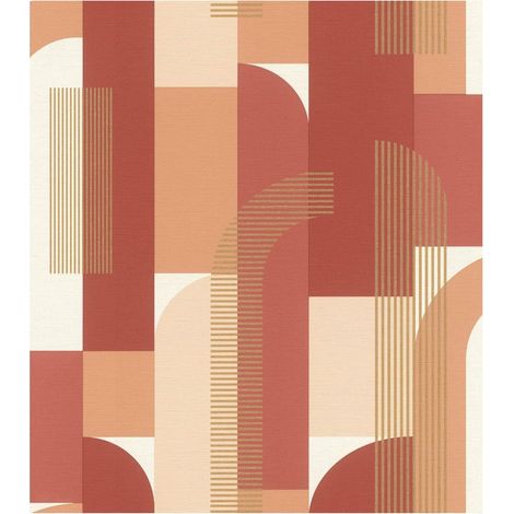 Rasch Modern Geometric Wallpaper Orange Abstract Paste The Wall Non-Woven