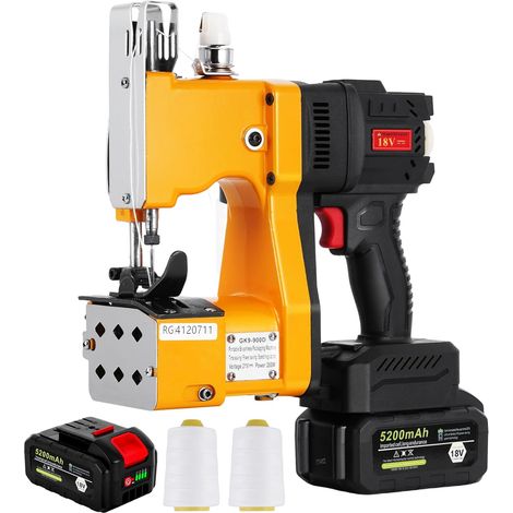 Machine à Coudre Closer Stitcher avec 2 Batterie 18 V 5200 mah Sac d'emballage électrique couture machine à vitesse réglable 500-14800RPM riz/sac/tissé/papier/sacs en plastique GK9-900D (1/5)