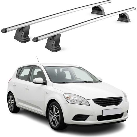 OMAC Barres de toit transversales en aluminium pour Kia Cee'd I 2006-2012 – TÜV / DIN 75302:2019 – Antivol inclus – Charge max 75 kg – 2 barres – Gris (1/5)