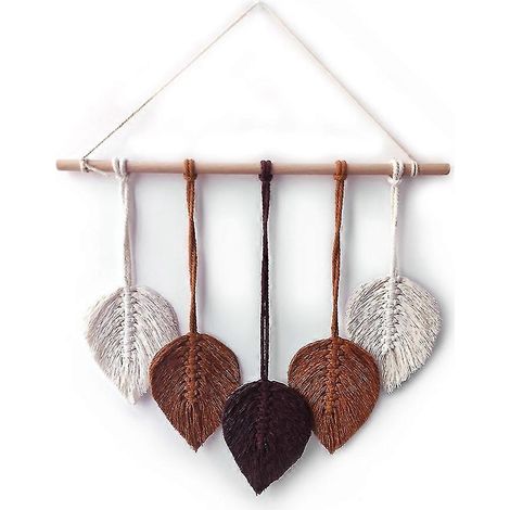 Blatt-Makramee-Wandteppich zum Aufhängen, Bohemian-Stil, handgefertigt, gewebt, Blatt-Wandteppich, Hochzeit, Schlafzimmer, Dekor, Boho (1/5)