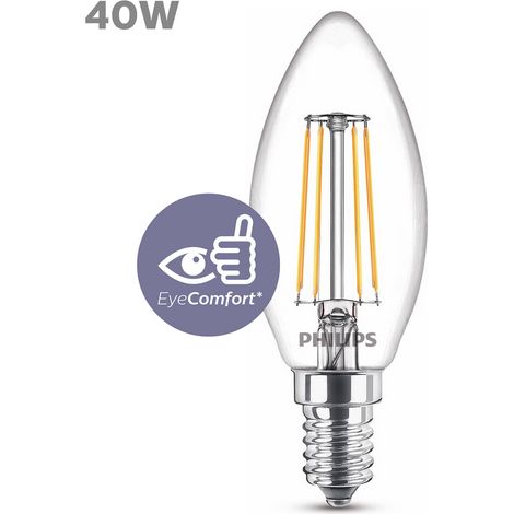 Bombilla LED Philips LED Classic 4.5W E14 LED 2700K Luz muy cálida. 10×5 cm. Luminaria de Vela LED Estilo diseño (1/5)