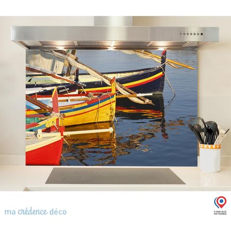 Fond de hotte : Pyrénées-Orientales, port de collioure - Verre trempé - 90 cm - 60 cm (1/5)