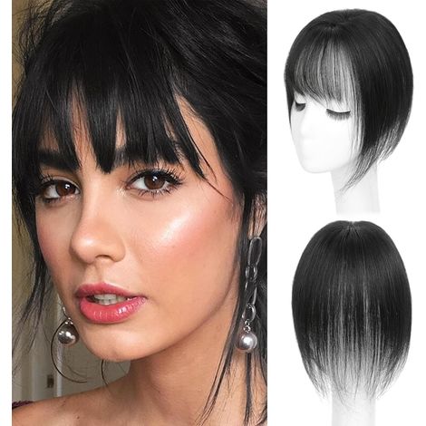Parrucche per capelli da donna in veri capelli umani - Parrucca 3D a 360° con frangia per capelli diradati, frangia a clip con base in seta migliorata, perfetta per l'uso quotidiano, 5×10 Br (1/5)